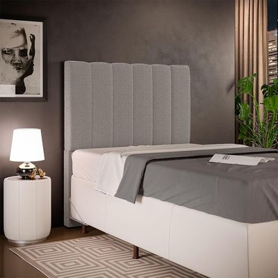 Cabeceira Cama Box Solteiro 100 cm Dália W01 Bouclê Bege - Lyam Decor