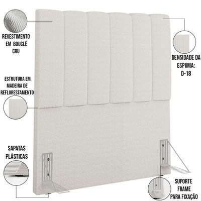 Cabeceira Cama Box Solteiro 100 cm Dália W01 Bouclê Cru - Lyam Decor