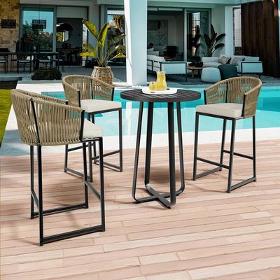 Kit 06 Banqueta Para Área Gourmet Cozinha Varanda Corda Náutica Sunset D04 Bege - Lyam Decor