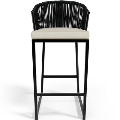 Kit 06 Banqueta Para Área Gourmet Cozinha Varanda Corda Náutica Sunset D04 Preto - Lyam Decor
