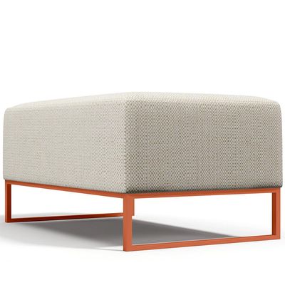 Puff Decorativo Sala De Estar Cléo 90cm Base De Ferro Cobre W01 Linho Champagne - Lyam Decor