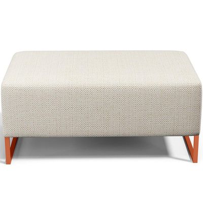Puff Decorativo Sala De Estar Cléo 90cm Base De Ferro Cobre W01 Linho Champagne - Lyam Decor