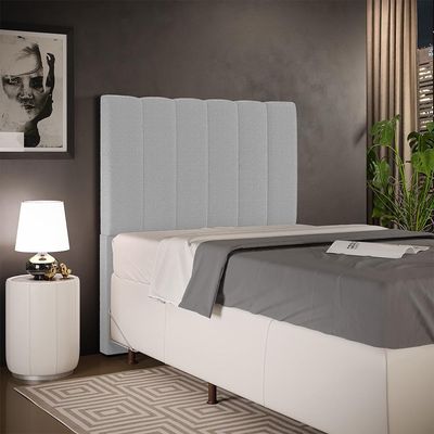 Cabeceira Cama Box Solteiro 100 cm Dália W01 Bouclê Cinza - Lyam Decor