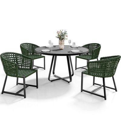 Kit Mesa Wine Com 4 Cadeira Área Externa Espaço Gourmet Corda Náutica Belize D04 Verde - Lyam Decor
