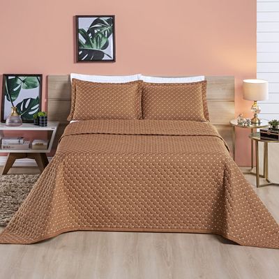 Kit Cobre Leito Vênus Queen Dupla Face Micropercal 200 Fios Liso 3 Peças - Terracota
