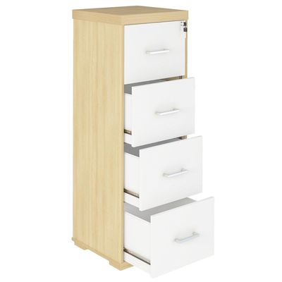 Armário Multiuso Office Arquivo 4 Gavetas Atria Executiva 132cm A02 Carvalho Branco - Lyam Decor
