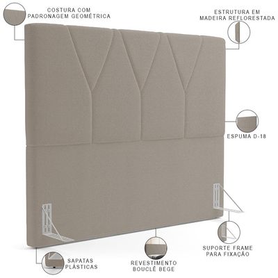 Cabeceira Cama Box Casal 140 cm Aurora W01 Bouclê Bege - Lyam Decor