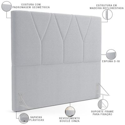 Cabeceira Cama Box Casal 140 cm Aurora W01 Bouclê Cinza - Lyam Decor