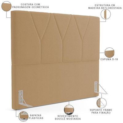 Cabeceira Cama Box Casal 140 cm Aurora W01 Bouclê Mostarda - Lyam Decor