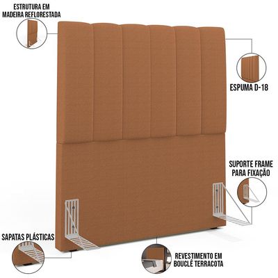 Cabeceira Cama Box Solteiro 100 cm Dália W01 Bouclê Terracota - Lyam Decor