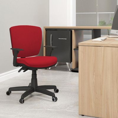 Cadeira de Escritório Executiva Office Giratória Preto Baixa Flexi P03 Poliéster Vermelho - Lyam