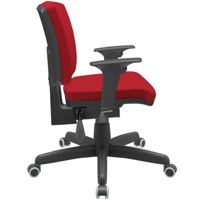 Cadeira de Escritório Executiva Office Giratória Preto Baixa Flexi P03 Poliéster Vermelho - Lyam