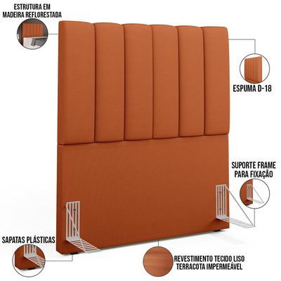 Cabeceira Cama Box Solteiro 100 cm Dália W01 Tecido Terracota - Lyam Decor