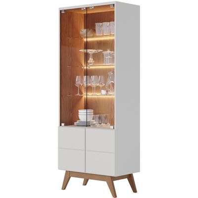 Cristaleira Para Sala De Jantar Com 02 Portas Martin C04 Off White Matte Freijó - Lyam