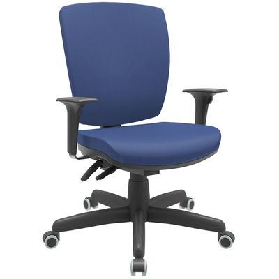 Kit 02 Cadeiras de Escritório Diretor Office Base Giratória Preto Alta Flexi P03 Vinil Azul - Lyam