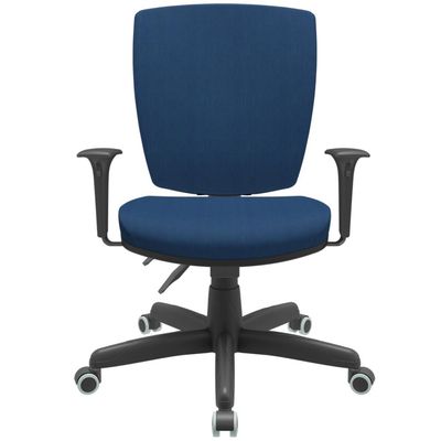 Kit 02 Cadeiras de Escritório Diretor Office Giratória Preto Alta Flexi P03 Poliéster Azul - Lyam