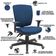 Kit 02 Cadeiras de Escritório Diretor Office Giratória Preto Alta Flexi P03 Poliéster Azul - Lyam