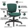 Kit 02 Cadeiras Escritório Executiva Office Giratória Preto Baixa Flexi P03 Poliéster Verde - Lyam
