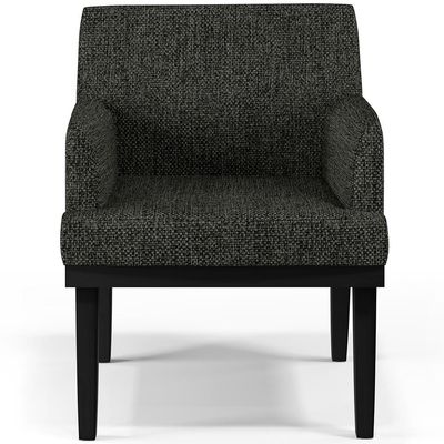 Kit 02 Poltronas Decorativas Sala de Estar Base Preto Beatriz W01 Linho Chumbo - Lyam Decor