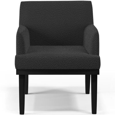 Kit 02 Poltronas Decorativas Sala de Estar Base Preto Beatriz W01 Bouclê Preto - Lyam Decor