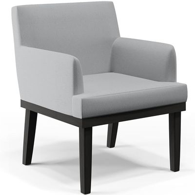 Kit 02 Poltronas Decorativas Sala de Estar Base Preto Beatriz W01 Linho Cinza - Lyam Decor