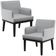 Kit 02 Poltronas Decorativas Sala de Estar Base Preto Beatriz W01 Linho Cinza - Lyam Decor