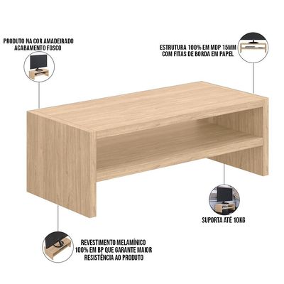 Kit 02 Suportes Stand Para Monitores Mesa Escritório Home Office Lap L03 Amadeirado - Lyam