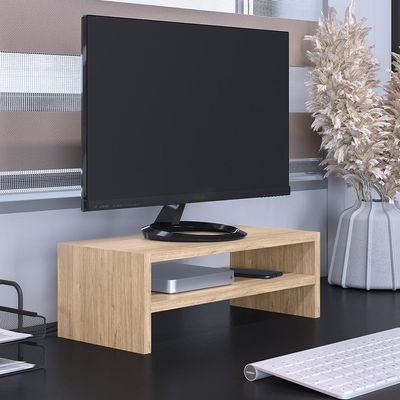 Kit 02 Suportes Stand Para Monitores Mesa Escritório Home Office Lap L03 Amadeirado - Lyam