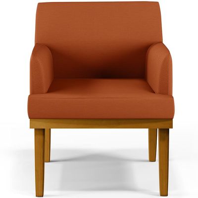 Kit 02 Poltronas Decorativas Sala De Estar Beatriz Base Mel W01 Tecido Terracota - Lyam Decor