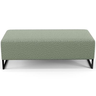 Kit 02 Puffs Decorativo Sala de Estar Bali W01 Base Ferro 120x50 cm Bouclê Oliva - Lyam Decor