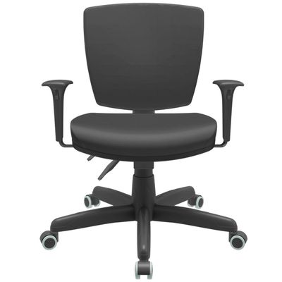Kit 03 Cadeiras de Escritório Executiva Office Giratória Preto Baixa Flexi P03 Vinil Preto - Lyam
