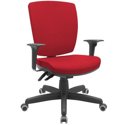 Kit 04 Cadeiras Escritório Diretor Office Giratória Preto Alta Flexi P03 Poliéster Vermelho - Lyam