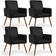 Kit 04 Poltronas Decorativa Para Sala De Estar Maria W01 Pés Palito Couríssimo Preto - Lyam Decor