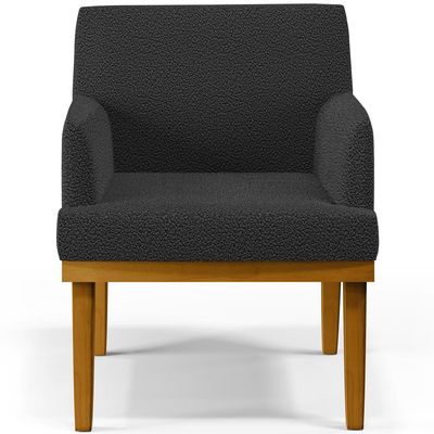 Kit 3 Poltronas Decorativas Sala De Estar E Recepção Beatriz W01 Bouclê Preto - Lyam Decor