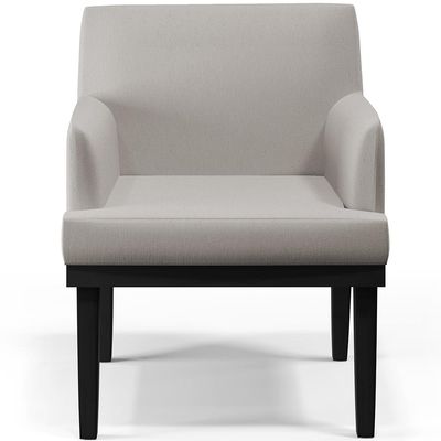 Poltrona Decorativa Para Sala De Estar Base Preto Beatriz W01 Linho Bege - Lyam Decor