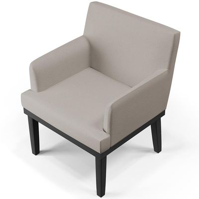 Poltrona Decorativa Para Sala De Estar Base Preto Beatriz W01 Linho Bege - Lyam Decor