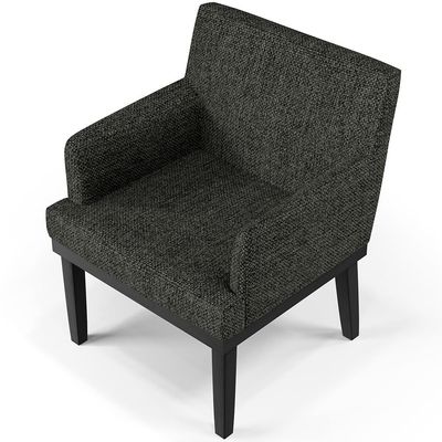 Poltrona Decorativa Para Sala De Estar Base Preto Beatriz W01 Linho Chumbo - Lyam Decor