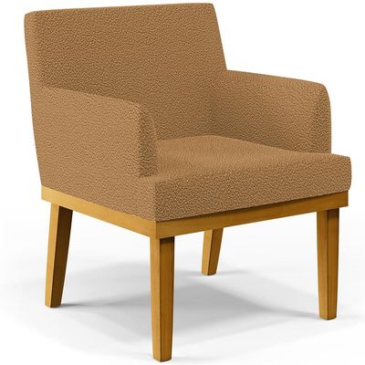 Poltrona Decorativa Para Sala De Estar E Recepção Beatriz W01 Bouclê Mostarda - Lyam Decor