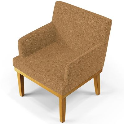 Poltrona Decorativa Para Sala De Estar E Recepção Beatriz W01 Bouclê Mostarda - Lyam Decor