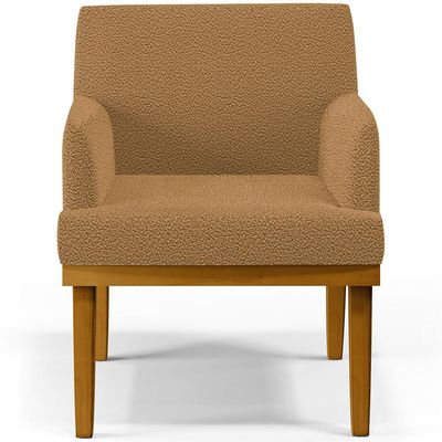 Poltrona Decorativa Para Sala De Estar E Recepção Beatriz W01 Bouclê Mostarda - Lyam Decor