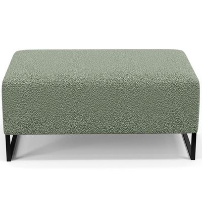 Puff Decorativo Sala De Estar Cléo 90cm Base De Ferro Preto W01 Bouclê Oliva - Lyam Decor