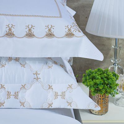 Jogo Cama Lençol Garland Casal Bordado100% Algodão Acetinado 400 Fios - Branco