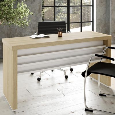 Mesa Para Escritório E Home Office Atria Executiva 135 Cm A02 Carvalho Branco - Lyam Decor