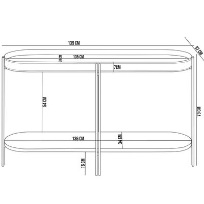 Aparador Decorativo Industrial Para Sala de Estar Jantar Sintético Nord L05 Preto - Lyam Decor
