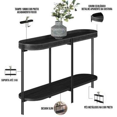 Aparador Decorativo Industrial Para Sala de Estar Jantar Sintético Nord L05 Preto - Lyam Decor