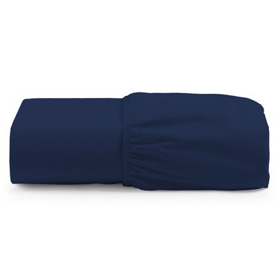 Lençol Unique Avulso de Baixo King com Elástico Micro Percal 400 Fios - Azul Marinho