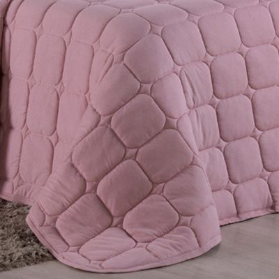 Kit Cobre Leito Colcha Livorno Queen Acolchoado Fofo Macio Malha 100% Algodão 3 Peças - Rosê