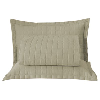 Kit Cobre Leito Colcha Bellini Casal Padrão Dupla Face Percal 300 Fios Textura Matelassê 3 Peças - Cáqui