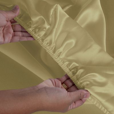 Jogo Cama Lençol Splendore King Cetim Charmousse Alto Brilho 4 Peças - Dourado