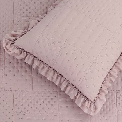 Kit Cobre Leito Colcha Maison Queen c/ Babado Percal 300 Fios 3 Peças - Roxo Malva